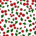 Bright seamless pattern. juicy red berries on the branches.